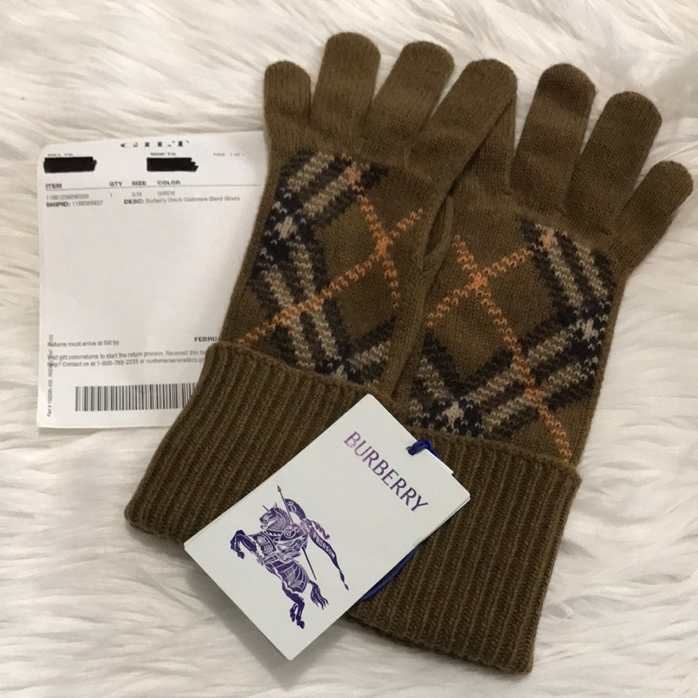 Burberry Brown Checkered Gloves